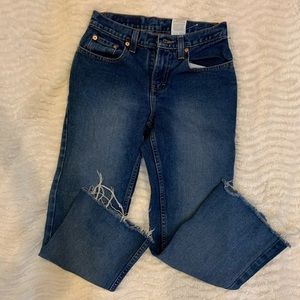 26 S ankle flare cutoff jeans pixie Capri jordache crop raw hem reworked vintage